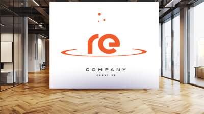 RE R E creative orange swoosh alphabet letter logo icon Wall mural