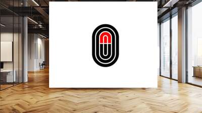 red line O alphabet letter logo icon. Creative design template for company and business in white and black Wall mural