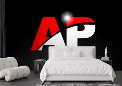 red white color letter combination ap a p alphabet for logo icon design Wall mural