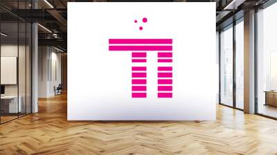 ti t i pink purple line stripe alphabet letter logo vector template Wall mural