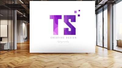 ts t s pink alphabet letter logo combination with squares Wall mural