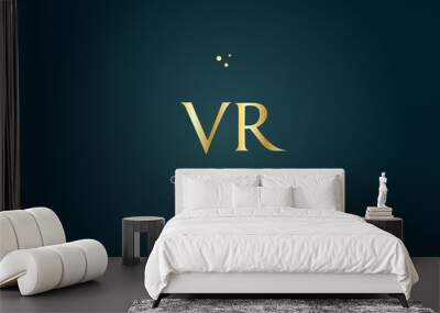 vr v r  gold golden luxury alphabet letter logo icon template Wall mural