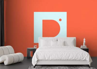 white orange D alphabet letter logo icon for business and company with dot design Wall mural