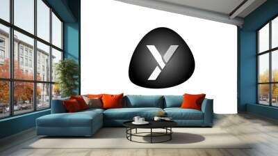 Y alphabet letter logo for company icon design in black and white Wall mural