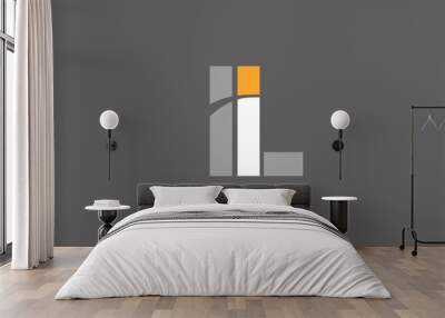 yellow and grey l alphabet logo design icon for business Wall mural