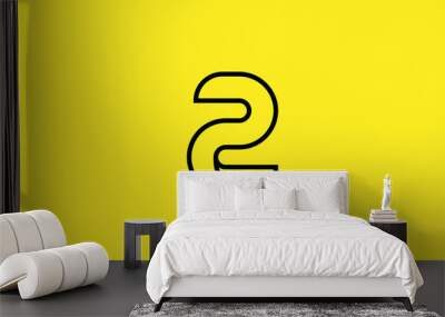 yellow black line number 2 logo company icon design Wall mural