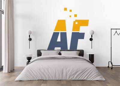 yellow blue AF A F alphabet letter logo company Wall mural