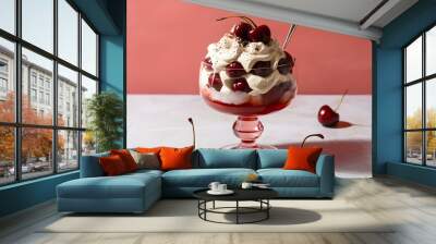 Creamy cherry jubilee in glass Wall mural