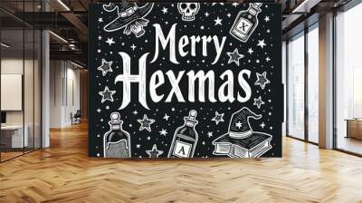 Merry Hexmas Witchy Christmas Wall mural