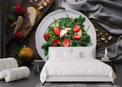  Salad with strawberry, arugula and pear Wall mural