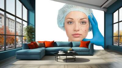 Face before plastic surgery operation Wall mural