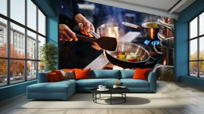 Frying vegetables Wall mural