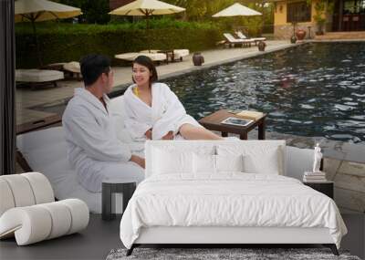 Romantic weekend by swimming pool Wall mural