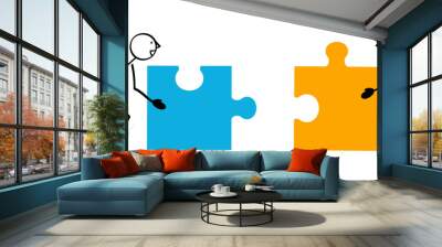 Two people puzzle and connection Wall mural