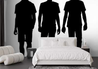 man walking three black silhouette Wall mural