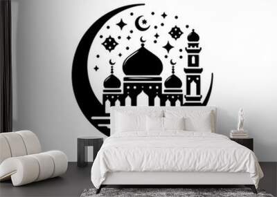 Ramadan logo black and white background Wall mural