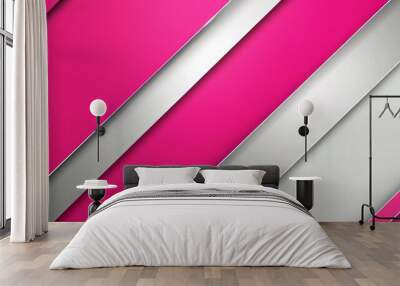 abstract magenta and silver are light gray with white the gradient is the surface with templates metal texture soft lines tech diagonal background magenta dark sleek clean modern Wall mural