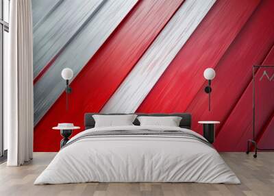 abstract red and silver are light gray with white the gradient is the surface with templates metal texture soft lines tech diagonal background red dark sleek clean modern Wall mural