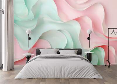 Colorful of pastel pink and green paper background Wall mural