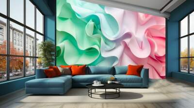 Colorful of pastel pink and green paper background Wall mural