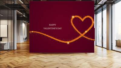 Valentine's day background with gold glitter hearts Vector Wall mural