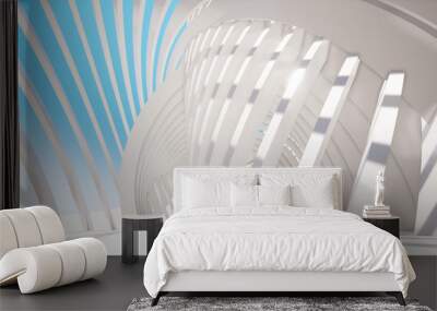 Colorful abstract panoramic background: geometric white ring. ( Car backplate, 3D rendering computer digitally generated illustration.) Wall mural