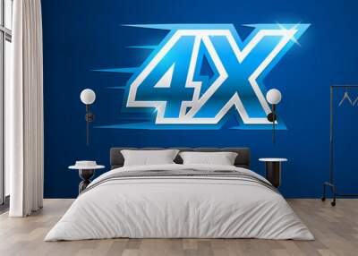 4x faster. blue vector sign Wall mural