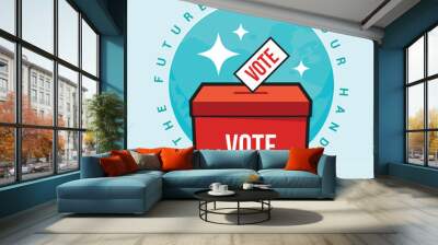 The Red Ballot Box and the vote paper. Isolated Vector Illustration Wall mural