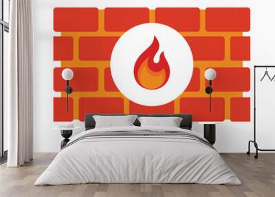 The Red Firewall. Isolated Vector Illustration Wall mural