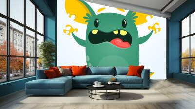 Angry cartoon blue monster. Big collection of cute monsters for Halloween. Vector illustration. Wall mural