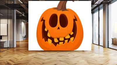 Cartoon  funny  halloween pumpkin head isolated on white background. Vector illustration Wall mural