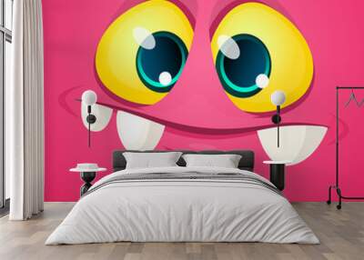 Cool cartoon monster face. Halloween vector illustration
 Wall mural