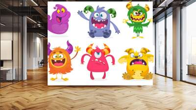 Cute cartoon Monsters. Vector set of cartoon monsters: ghost, goblin, bigfoot yeti, troll and alien and gremlin. Halloween characters isolated Wall mural