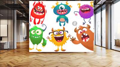 Cute cartoon Monsters. Vector set of cartoon monsters: ghost, goblin, bigfoot yeti, troll and alien. Halloween characters isolated Wall mural