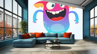 Cute furry orange monster. Vector troll character. Design for children book, holiday decoration, stickers or print Wall mural