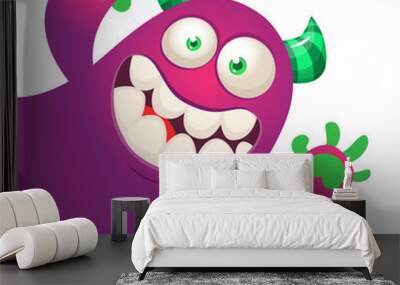 Funny cartoon monster design. Monster character illustration Wall mural