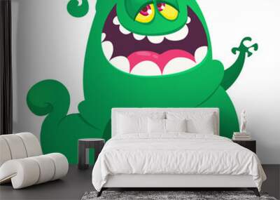 Funny cartoon monster. Illustration of cute monster creature. Halloween design Wall mural