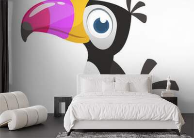 Toucan cartoon. Vector icon of toucan bird. Exotic colorful bird illustration Wall mural