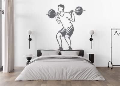 Body, fitness, gym, sport, man concept. Hand drawn isolated vector. Wall mural