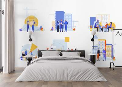 Builders and architects set concept Wall mural