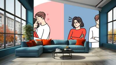 Couple fight and love relationship problems Wall mural