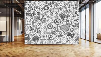 Ecology doodle set Wall mural