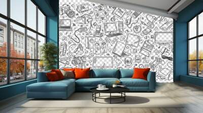 Gadgets doodle set Wall mural