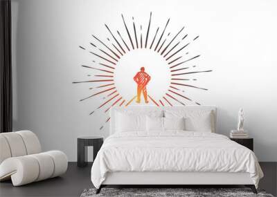 Goal, career, startup, leader, businessman concept. Hand drawn isolated vector. Wall mural