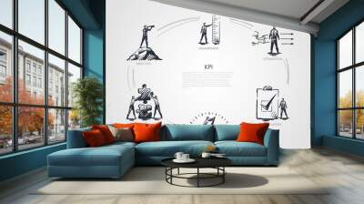 KPI - measurement, optimization, evaluation, perfomance, strategy set concept. Wall mural