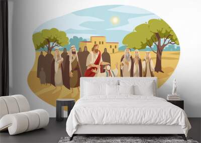 Messiah heals blind man, Bible concept Wall mural