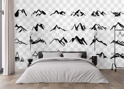 Sketch, hand drawn mountain peaks set collection Wall mural