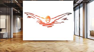 Swimming, butterfly, stroke, athlete, pool concept. Hand drawn isolated vector. Wall mural