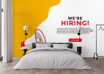 we are hiring banner with megaphone flat illustration Wall mural