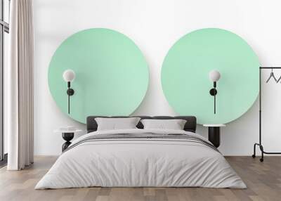 Two Light Green round Paper Notes on a white Background. Brainstorming Template with Copy Space Wall mural